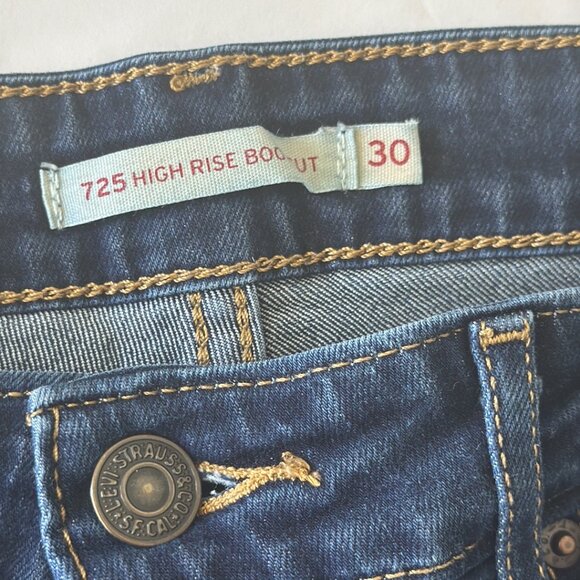 Levi's 725 High Rise Bootcut Women's Jeans Blue Wash Dark Ingigo Sz.30 - Picture 8 of 12